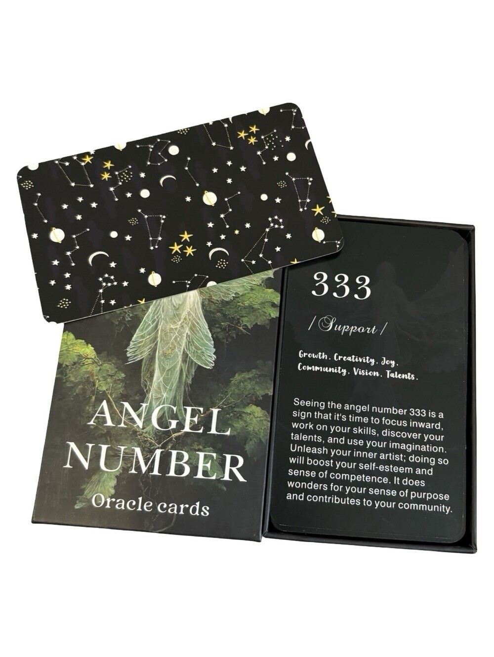 Sishui Angel Number Oracle Cards Deck 56 Cards Spiritual Self-Reflection